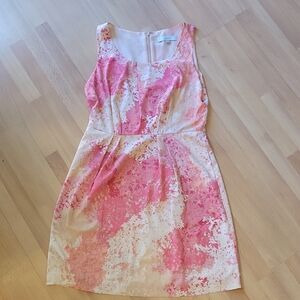 LOFT Pink and Cream Abstract Mini Dress